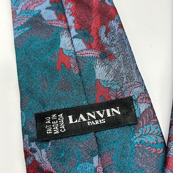 Lanvin Paris Men's 100% Silk Tie Abstract Undersea Print - Picture 3 of 4